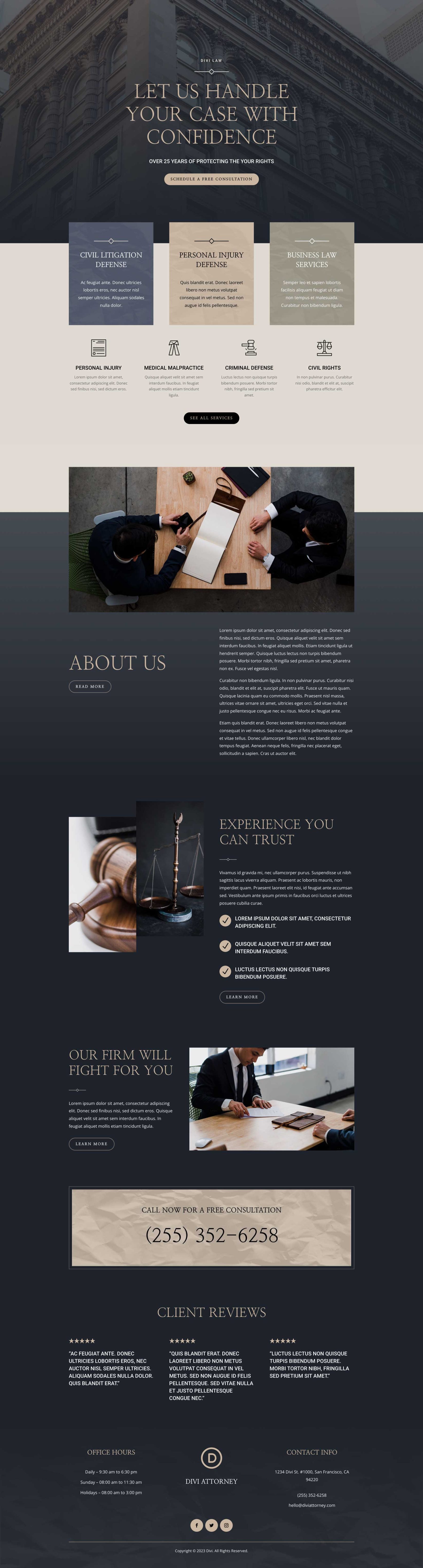 Attorney Landing Page layout preview