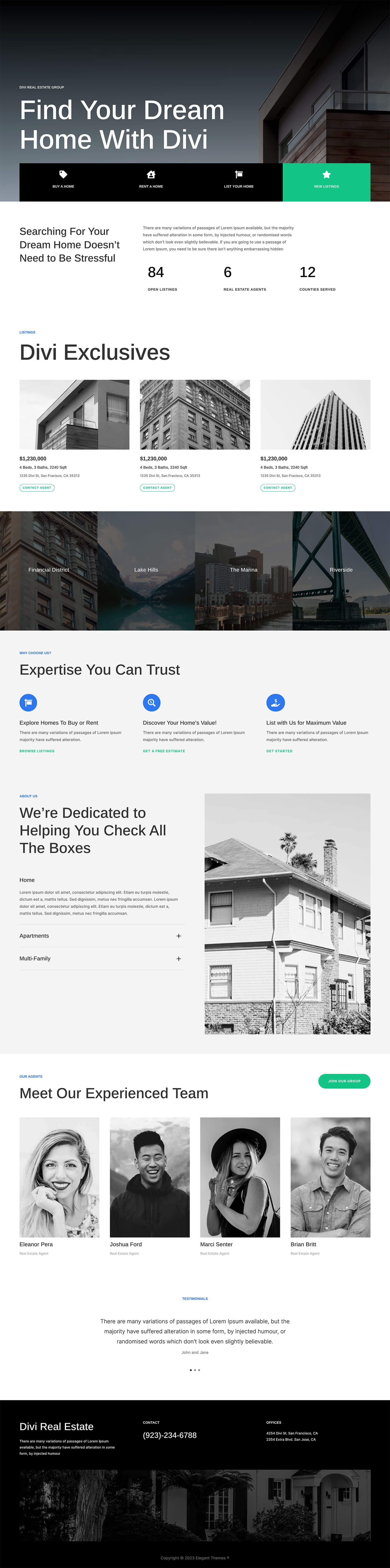 Realty Landing Page layout preview