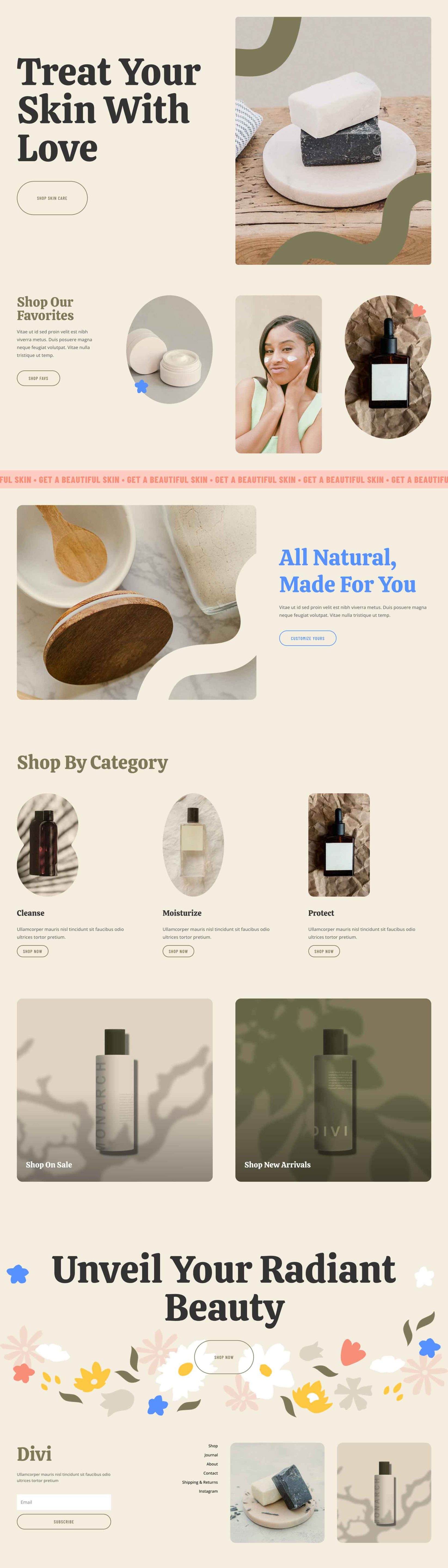 Skin Care Landing Page layout preview