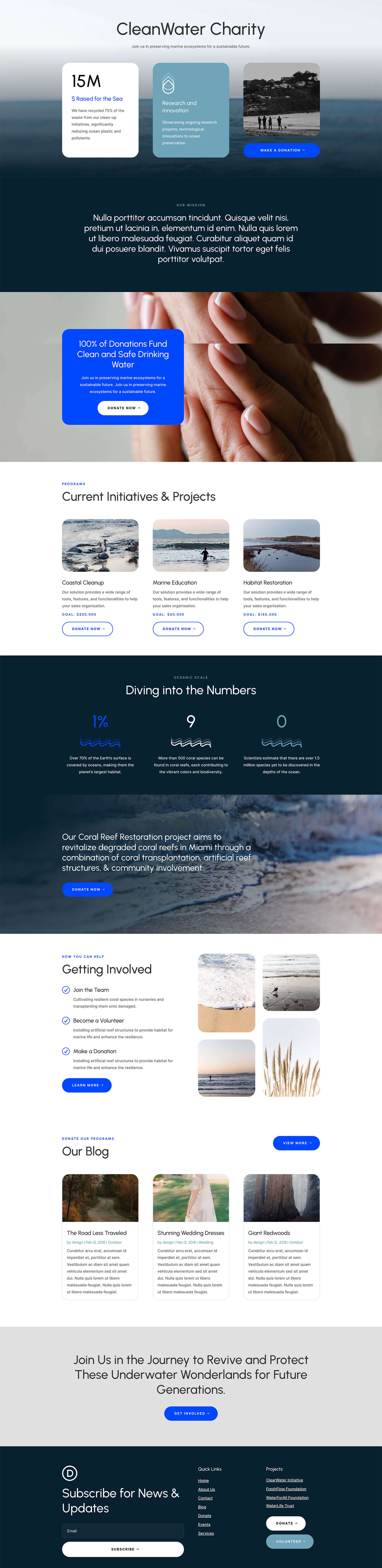 Water Non Profit Landing Page layout preview