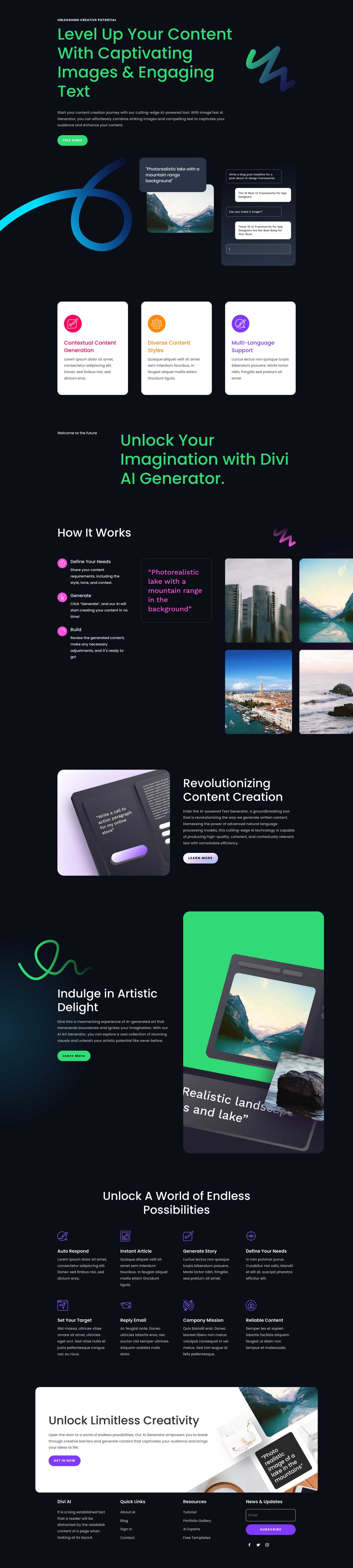 Creative Technology Landing Page layout preview