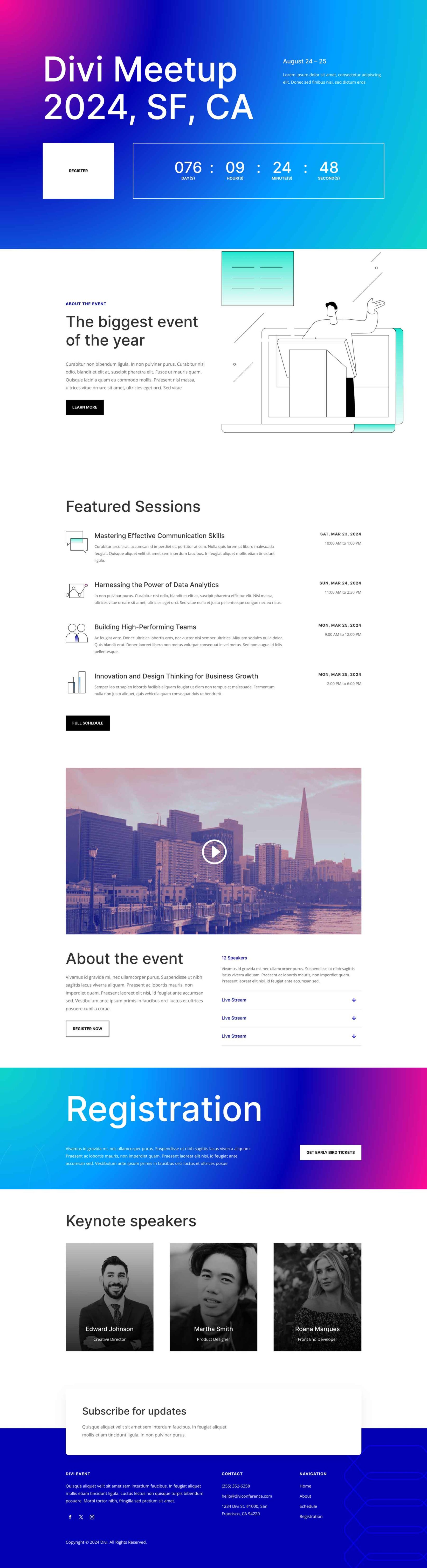 Conference Event Landing Page layout preview