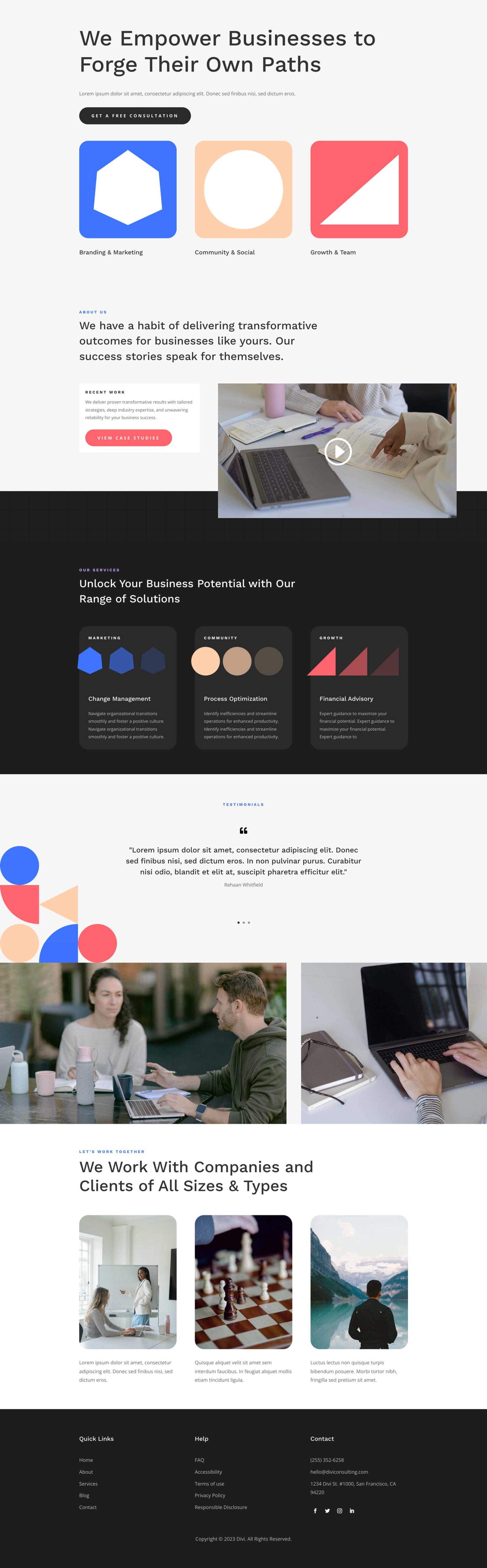Consulting Landing Page layout preview