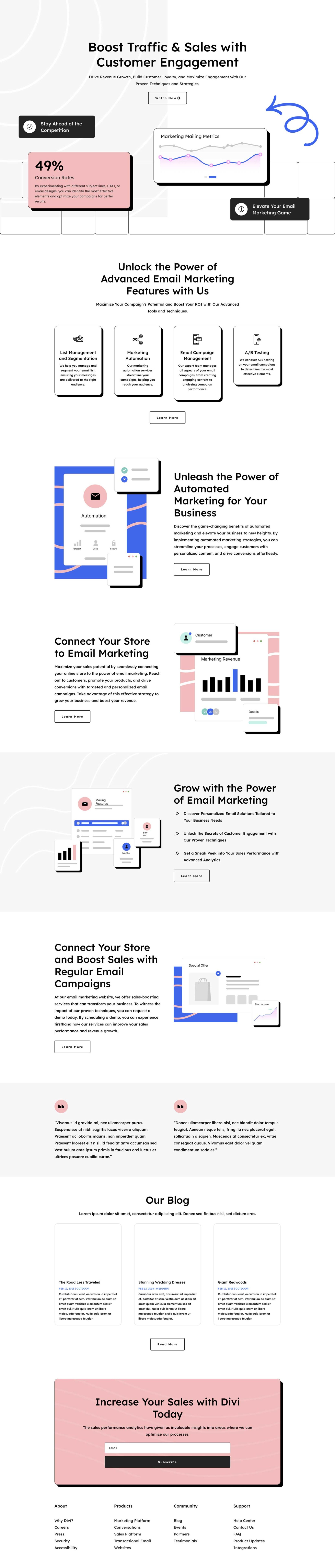 Email Marketing Landing Page layout preview