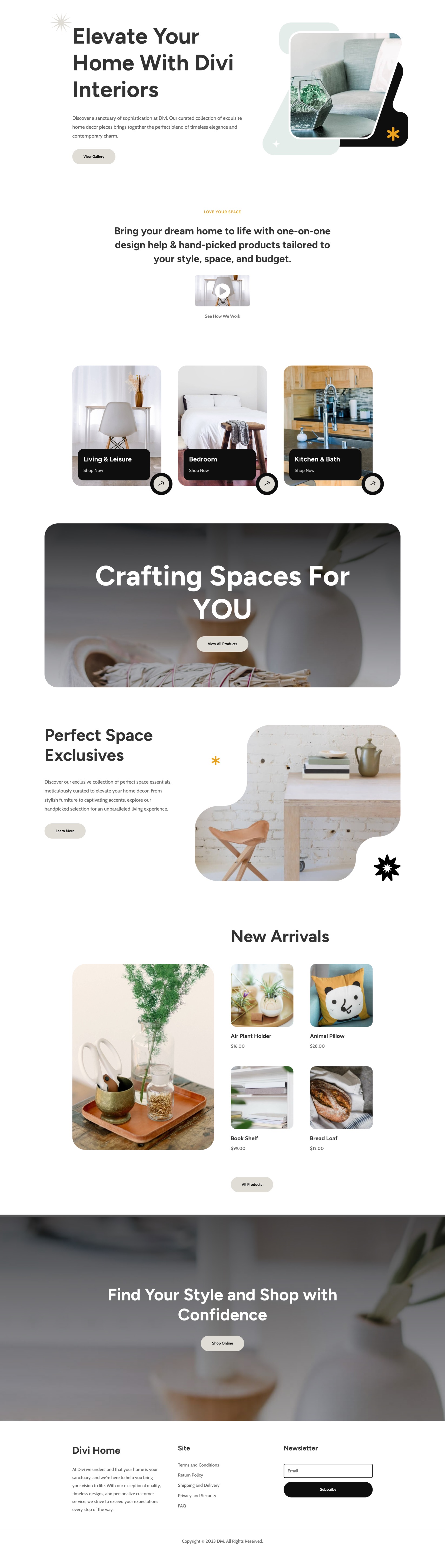 Home Decor Landing Page layout preview