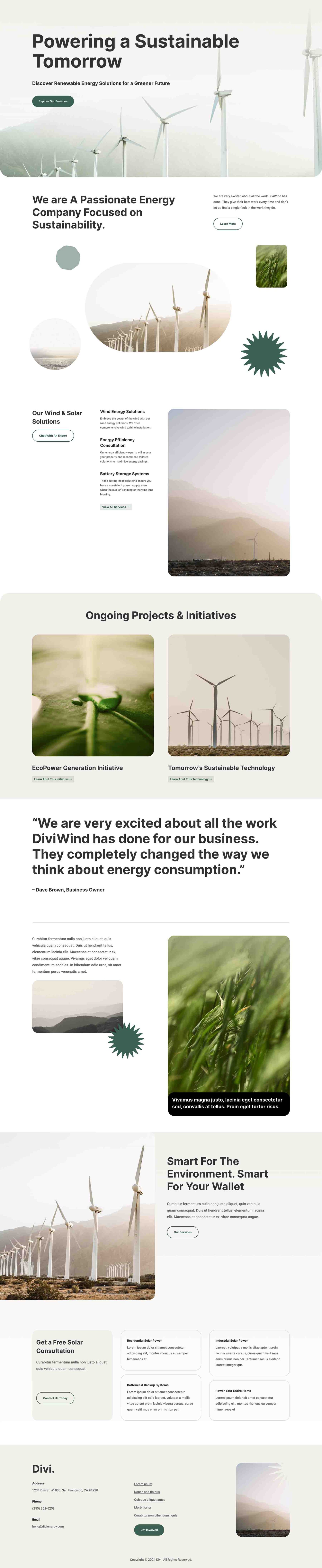 Sustainable Energy Landing Page layout preview
